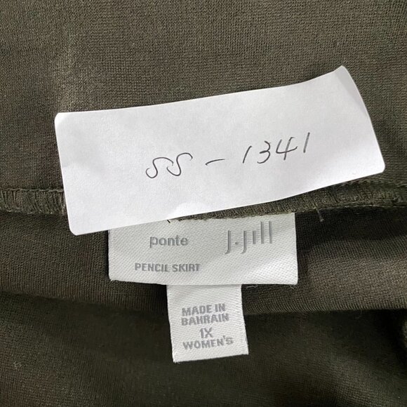 J. Jill Ponte Pencil Skirt Women's 1X Pull On Green‎ Viscose Blend SS-1341 - Picture 2 of 8